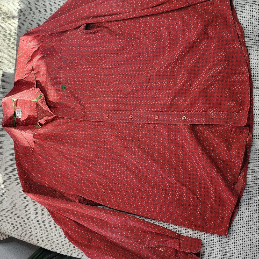 Cinch Shirt Mens XL Red Floral Print Long Sleeve Western Button Front Casual